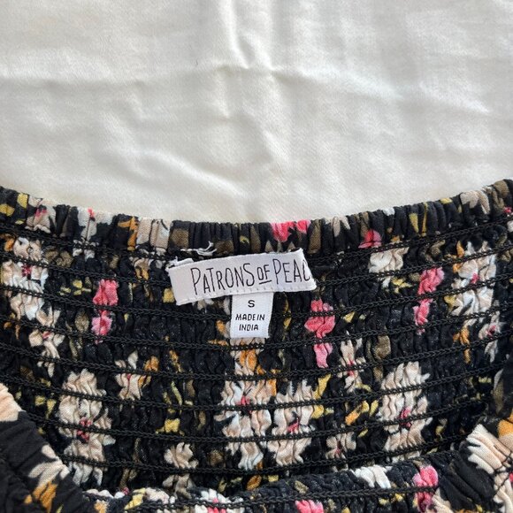 Patrons of Peace Black with Floral Print Boho Cropped Long Sleeve | Size S - Picture 4 of 5